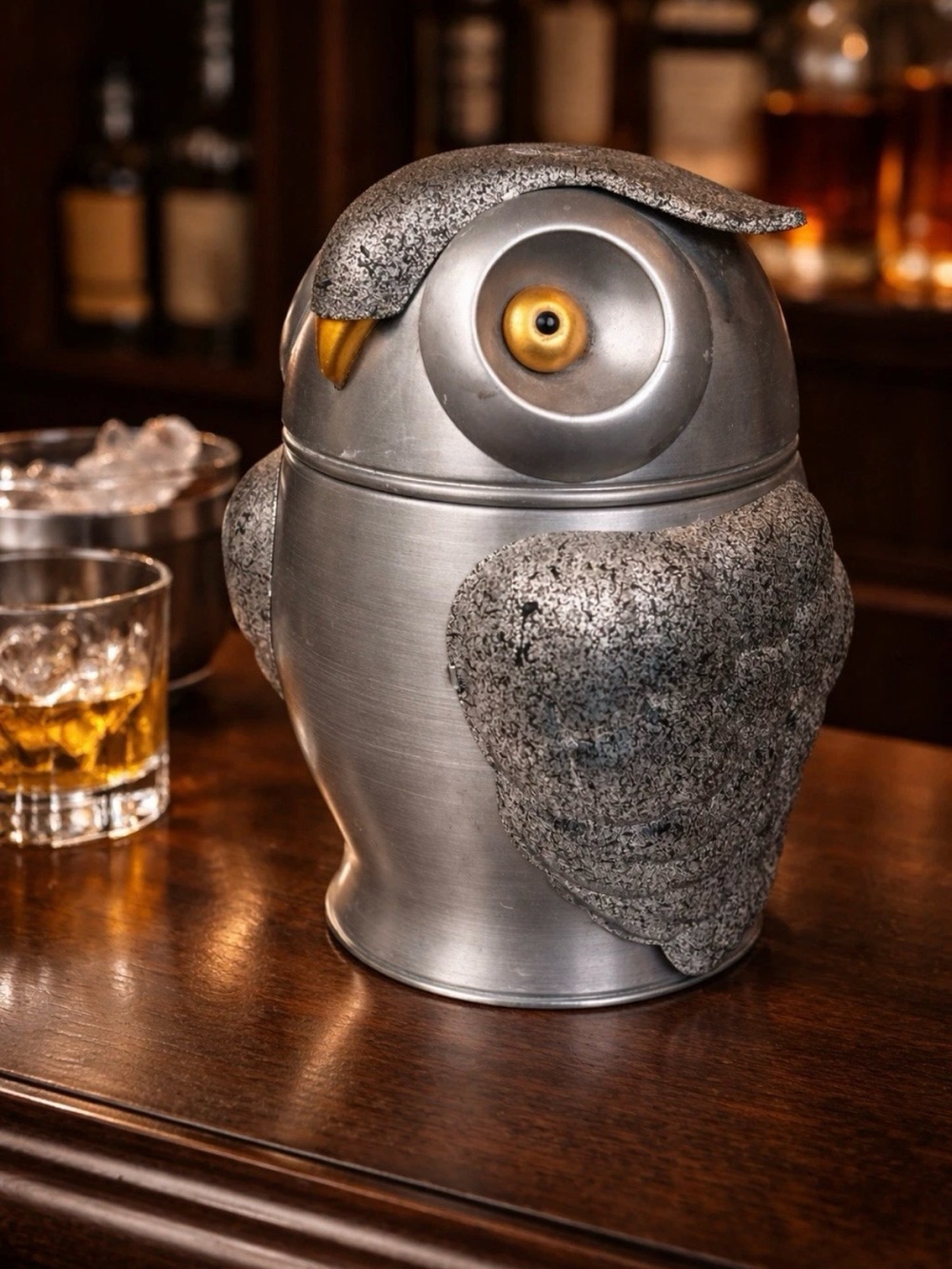 Vintage 1960s MCM Owl Shaped Ice Bucket